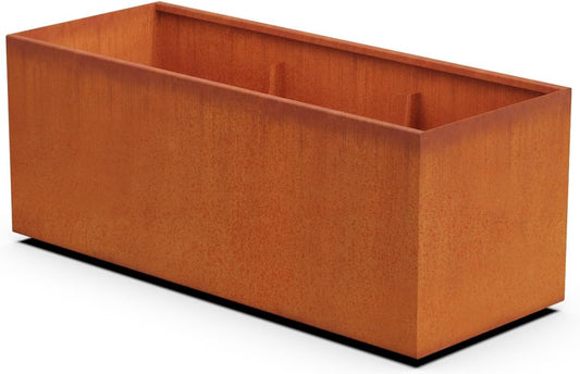 Large Rectangular Planters for Outdoor Plants | 60x24x24 Extra Large Corten Steel Planter Box | Heavy Duty Metal Planter for Commercial & Residential Landscaping | Arrives Fully Assembled