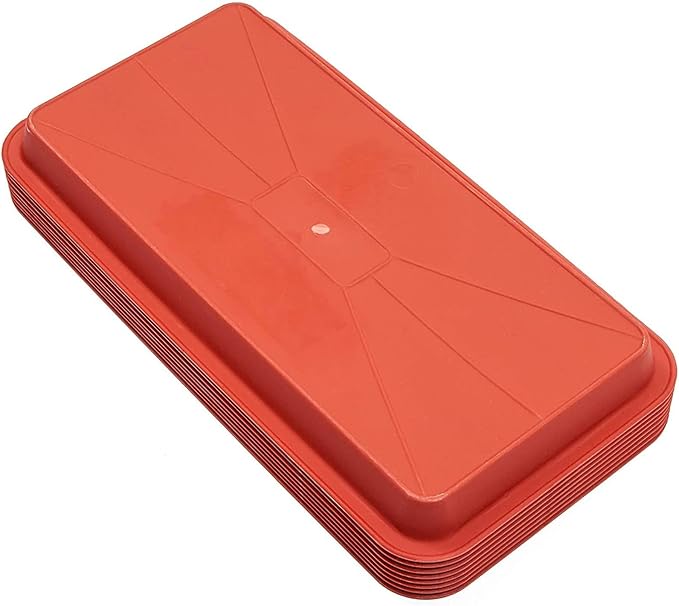 Juvale 8 Pack Plastic Plant Drip Trays for Planters, Pots, Rectangular Saucer Pans for Indoors, Outdoors (Terracotta Red, 6.5x12 in)