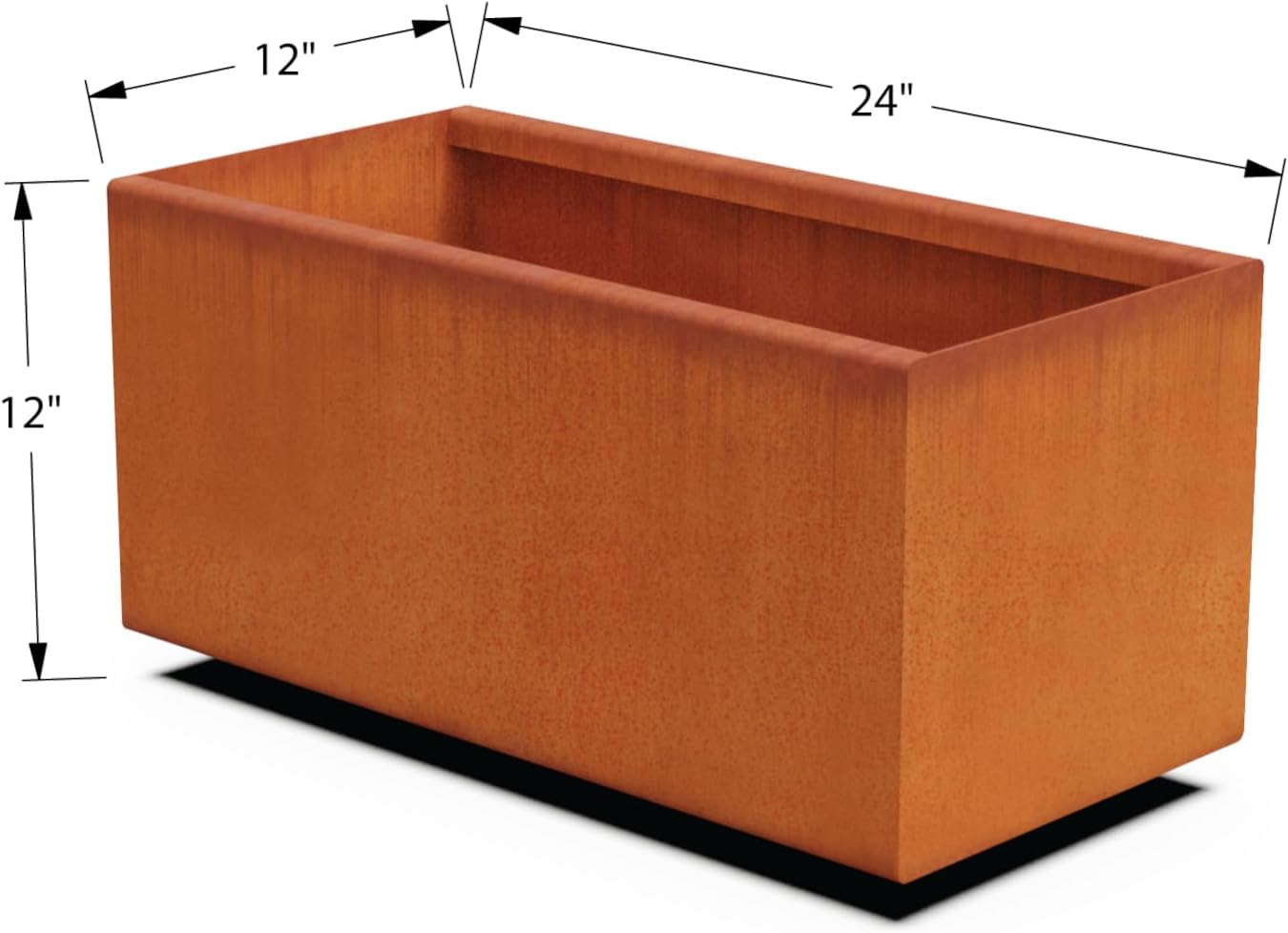 Large Rectangular Planters for Outdoor Plants - 24x12x12 Corten Steel Raised Garden Bed | Large Outdoor Planter Box for Patio, Deck & Landscape | Heavy Duty Metal Planter