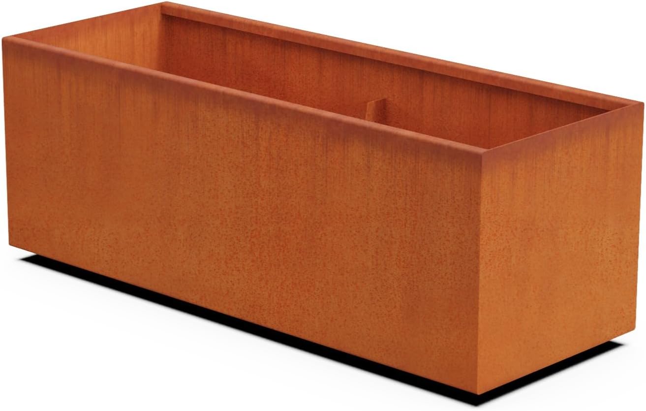 Large Rectangular Planters for Outdoor Plants 48x18x18 Corten Steel Planter | Extra Large Outdoor Planters for Garden & Patio | Heavy Duty Metal Planter Rectangle