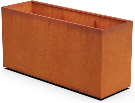 Extra Large Rectangular Planter for Outdoor Plants – 72x24x36 Corten Steel Planter Box for Patios, Decks & Privacy Screens | Heavy Duty Metal Planter Rectangle