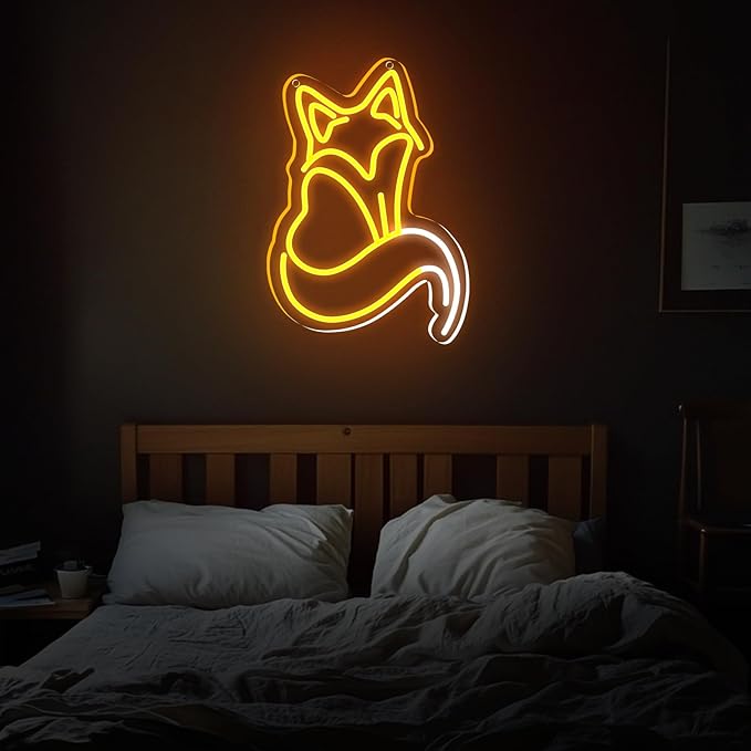 Fox Neon Signs, Fox LED Light for Wall Decor, Dimmable Neon Fox Sign Animal Sign for Fox Lovers Bedroom Living Room Bar Club Art Decor Gifts(14.2 x 9.4 inches) ﻿