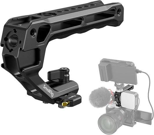 SMALLRIG Lightweight NATO Top Handle, Quick Release NATO Grip w/NATO Rail for DSLR Camera Cage, Universal Top Handle with 5 Cold Shoe Adapters - 4345