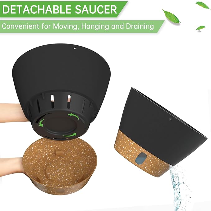 ZMTECH Hanging Planters for Indoor Plants Set of 2 Self Watering Hanging Pots Hanging Baskets Hanging Flower Pots for Outdoor Hanging Plants(10 Inch, Gray)