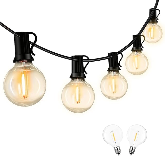 25FT LED Globe String Lights,Waterproof Hanging String Light with 15 Warm White Shatterproof G40 Bulbs(1 Spare), for Indoor/Outdoor Commercial Decor (25FT)