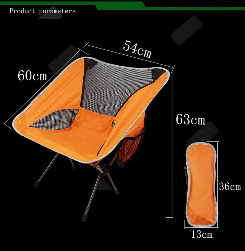 Vortex ZDY Lightweight 1.5kg Portable Folding Durable Easy to Store Small Simplicity High Bearing Weight Camping Chair for Outdoor, Backpacking, Garden, Picnic, Fishing and Indoor use.(Orange)