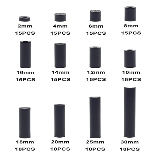 Metric OD 7mm ID 3.2mm Plastic Unthreaded Spacers(2mm to 30 mm) Assortment Kit for M3 Screws;Clearance Spacers;Round Spacers(Black)
