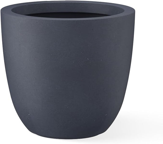 Kante 18 Inch Dia Round Concrete Planter, Indoor Outdoor Large Plant Pot with Drainage Hole and Rubber Plug for Home Patio Garden, Charcoal