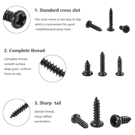 LYJEE Small Screws Assortment Kit, 1000pcs Miniature Phillips Replacement Screws for Glasses Watch Clock, 10 Kinds M1 M1.2 M1.4 M1.7 Phillips Head Self-Tapping Screws