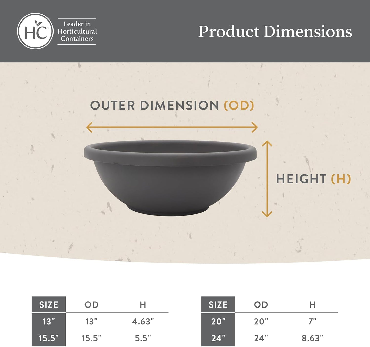 The HC Companies Shallow Planter with Drainage - Contemporary Garden Bowl Planter for Flowers, Herbs & More - Round Succulent Planter Pot for Indoors and Outdoors (24" Clay, Pack of 2)