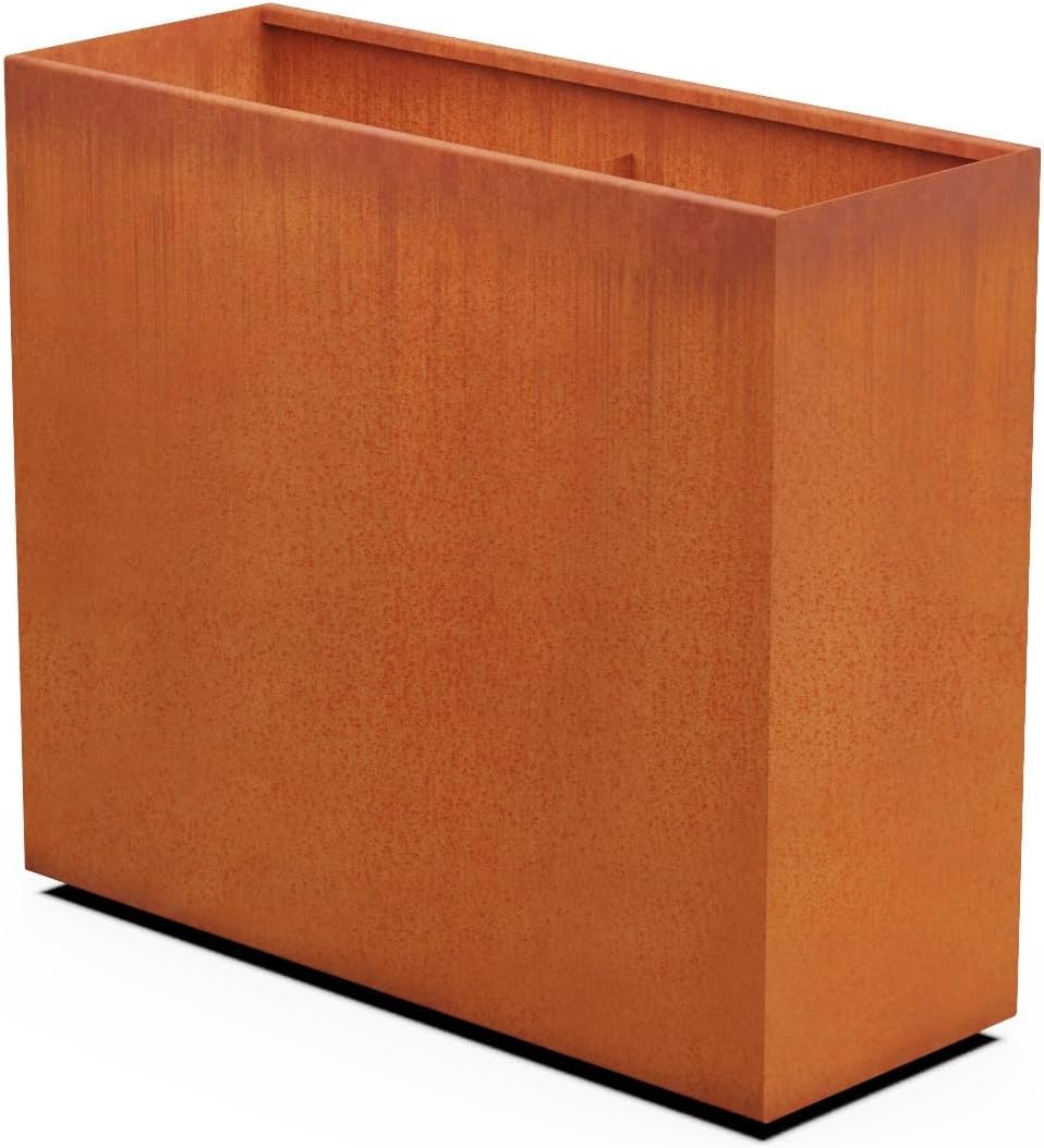 Large Rectangular Planters for Outdoor Plants – 48x18x42 Extra Large Corten Steel Planter for Privacy Screen | Heavy Duty Metal Planter Box for Patio, Deck & Commercial Spaces