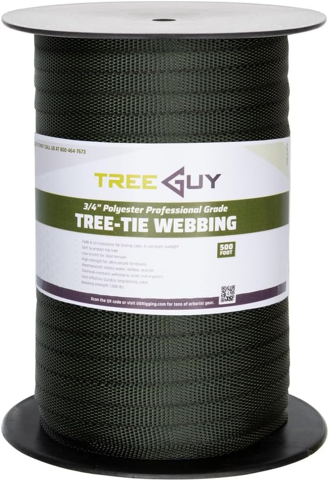 500 Ft Tree Straps for Staking, Tree Ties for Plant Support, 3/4" Inch Width Guying Material Webbing Garden Strap for Outdoor Tree Straightening, 1500 Lbs Strength (Olive Green) - 500 Feet