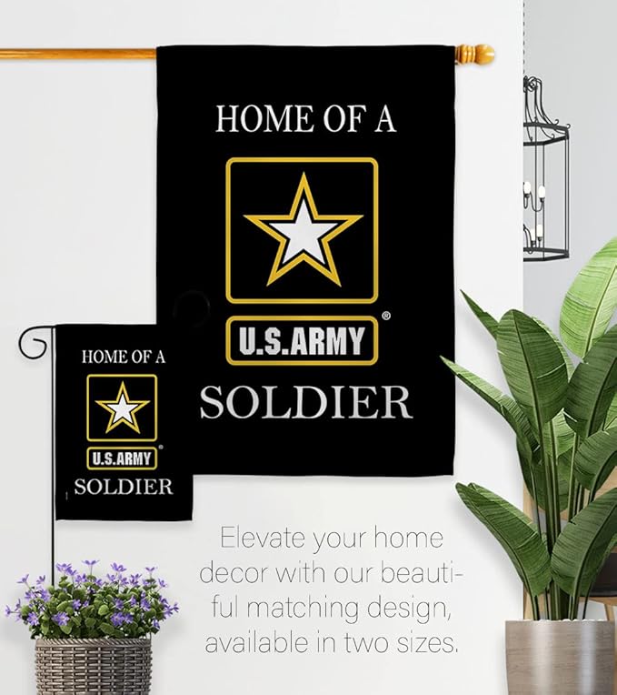 US Army Army Soldier Garden Flag Set Wall Holder Armed Forces Rangers United State American Military Veteran Retire Official House Decoration Banner Small Yard Lawn Proch, 13 x 18.5 inch, Made In USA
