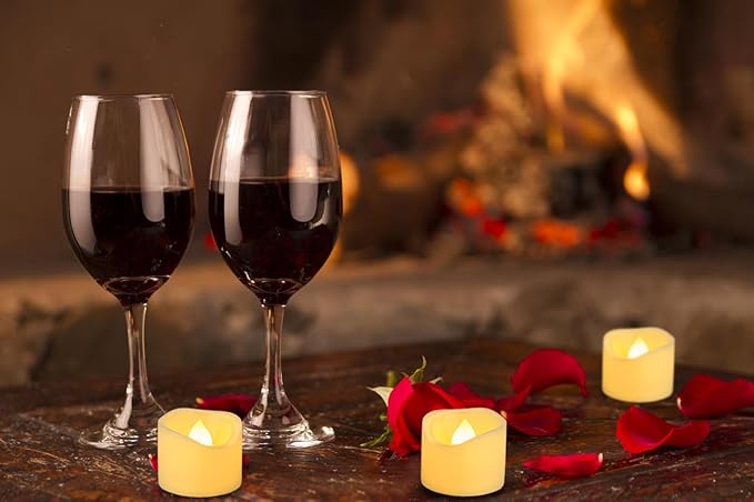 6 Flameless LED Battery Operated Tea Lights with Timer Realistic Flickering Electric Tealight Votive Candles Set Bulk Baptism Wedding Party Decorations Home Decor Centerpieces Batteries Incl.