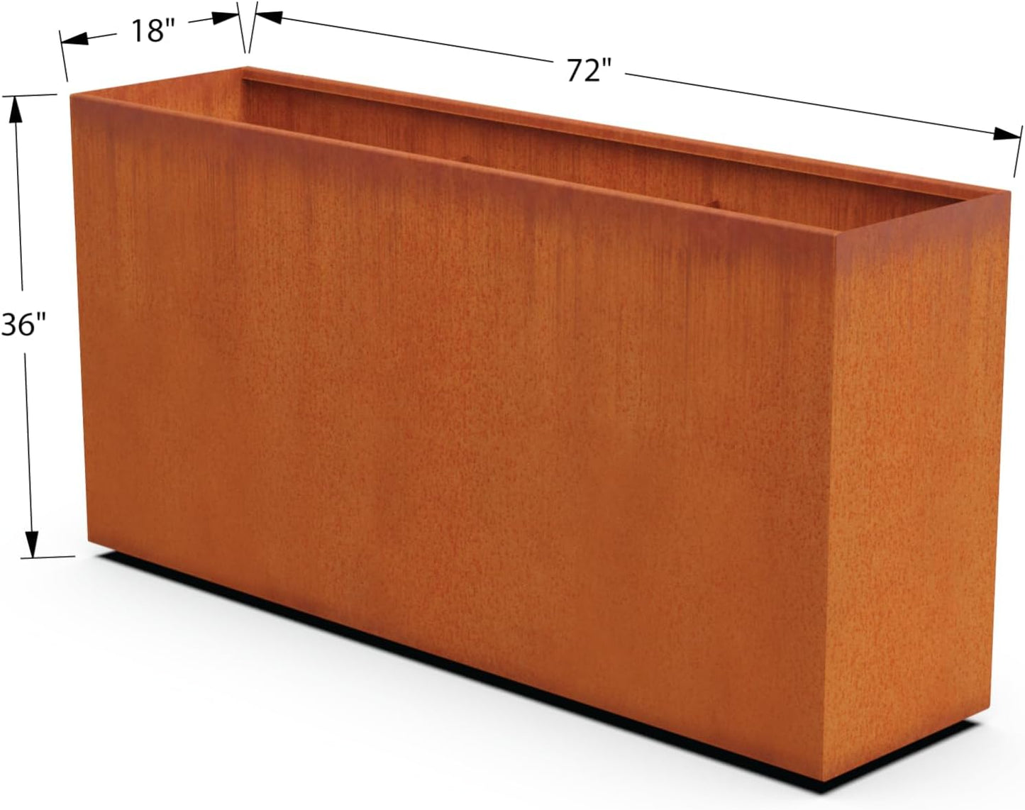 Corten Steel Planters - 72x18x36 Large Rectangular Planters for Outdoor Plants - Extra Large Outdoor Planter Box for Modern Patio, Privacy Screen, and Commercial Landscapes