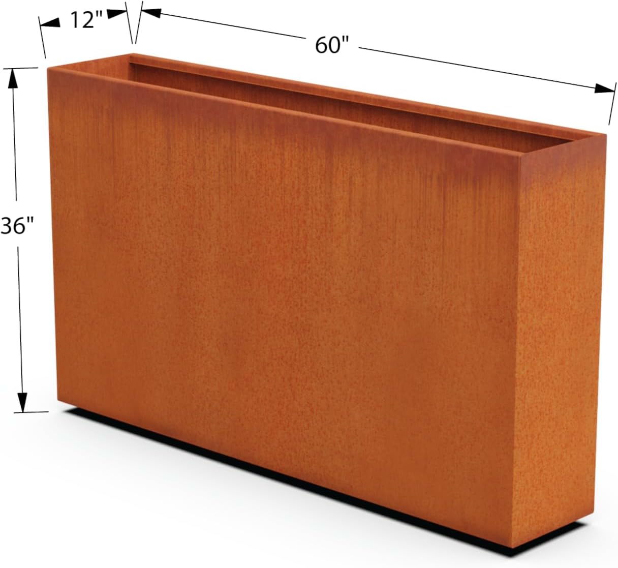 Large Rectangular Planters for Outdoor Plants | 60x12x36 Inch Corten Steel Planter | Extra Large Outdoor Planter Box for Patio Privacy Screen or Deck Divider | Heavy Duty Metal Planter