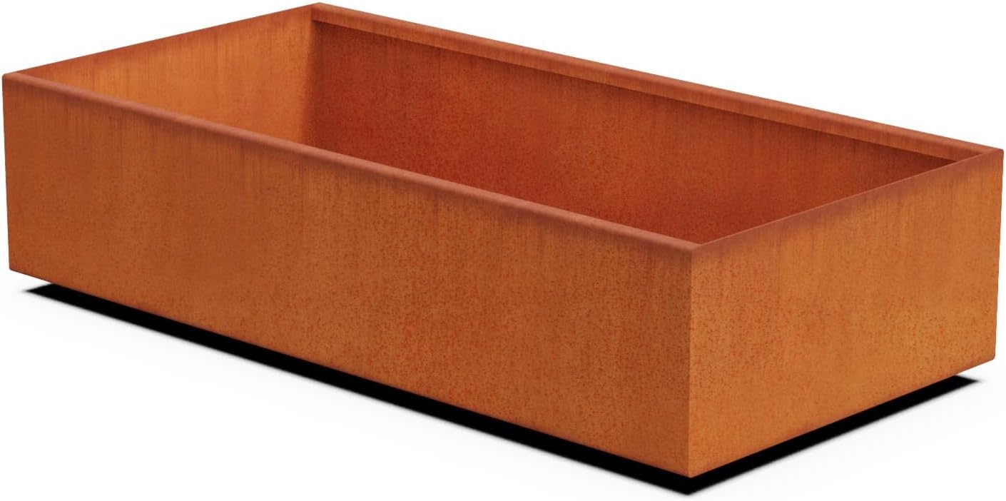 Large Rectangular Planters for Outdoor Plants 48x24x12 Inch Corten Steel Raised Garden Bed | Extra Large Outdoor Planter Box for Patios & Gardens | Heavy Duty 11-Gauge, Fully Assembled