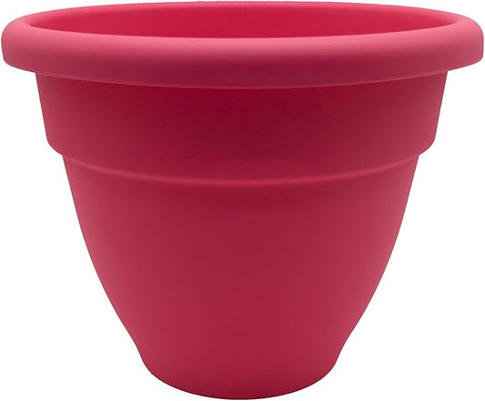 The HC Companies 16 Inch Caribbean Planter - Lightweight Indoor Outdoor Plastic Plant Pot for Herbs and Flowers, Pink Rose