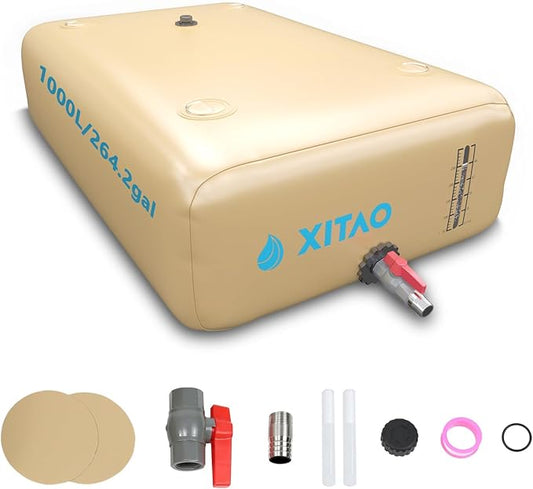 XITAO 264Gal/1000L Water Storage Bladder w/Water level Indicator, Large Capacity Foldable Water Storage Containers, Portable Emergency Water Tank Water Bag for RVs, Fire Prevention, Irrigation