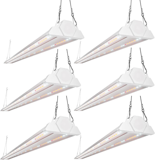 FREELICHT 6 Pack 4ft LED Grow Light, 60W (350W Equivalent), Sunlike Full Spectrum Integrated Plant Light for Hydroponic Indoor Plant Succulent Seedling Veg and Flower, Plug in with On/Off Switch