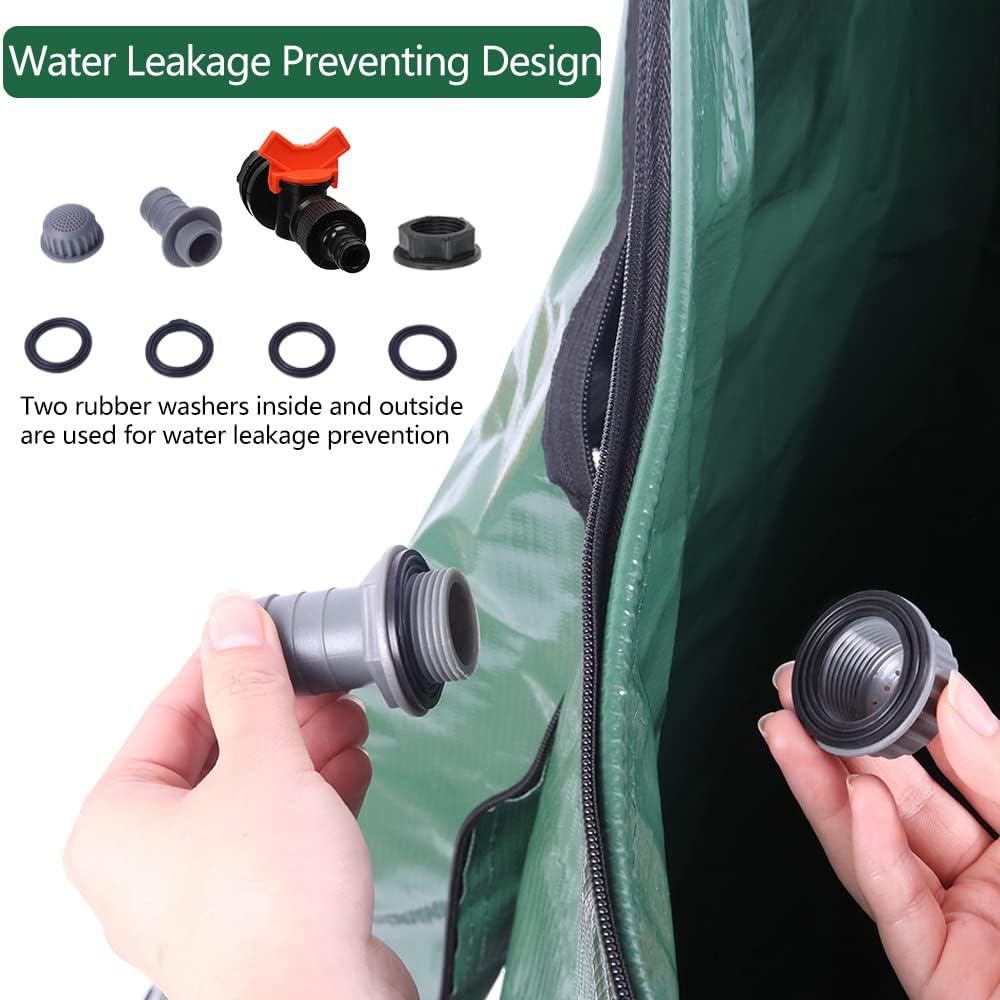 Collapsible Rain Barrel, 132 Gallon Portable Rainwater Collection System, Water Storage Tank, Rain Catcher Barrel with Two Spigots and Overflow Kit, Rain Water Barrel Collector for Garden, Green