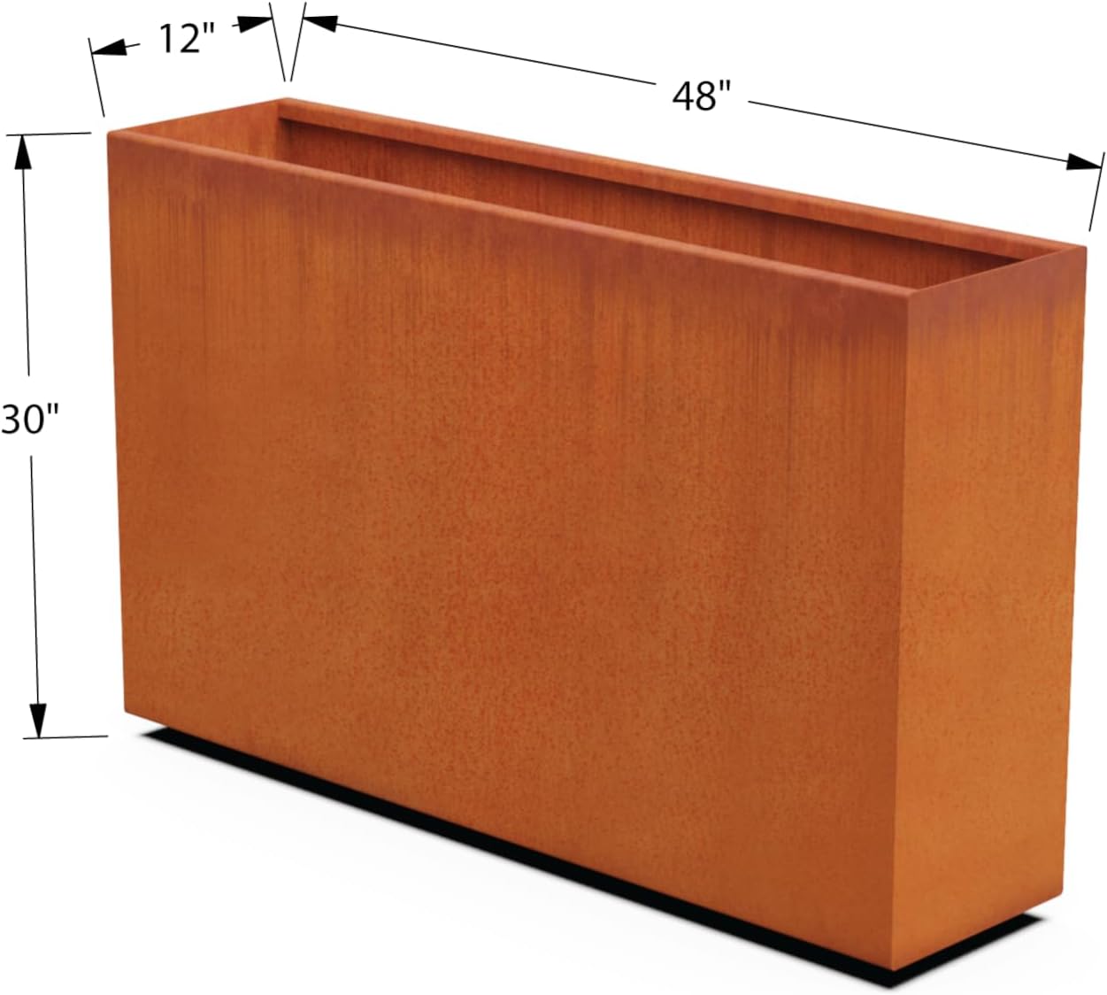 Large Rectangular Planters for Outdoor Plants - 48x12x30 Corten Steel Planter | Extra Large Planters Outdoor for Privacy Screen & Patio | Heavy Duty Metal Planter Rectangle