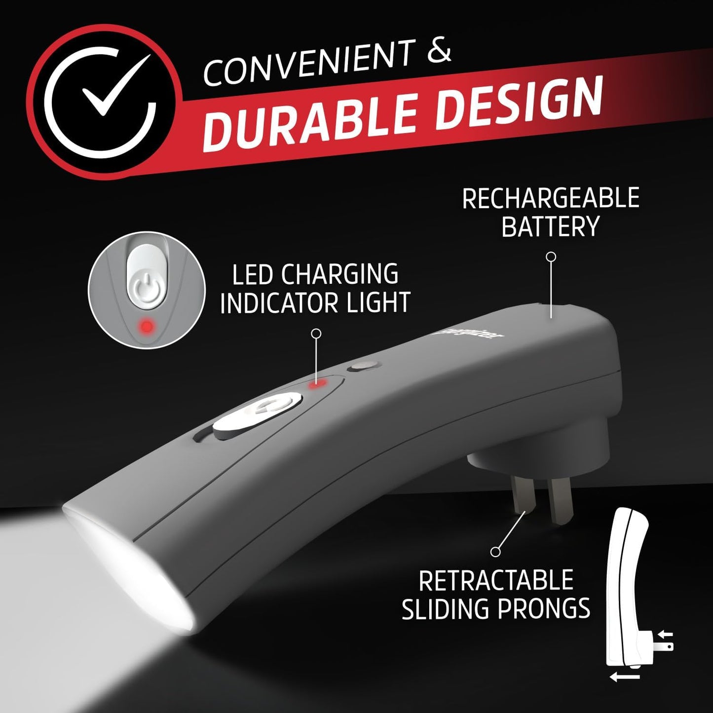 Energizer Weatheready Rechargeable Flashlights for Home, Pack of 3, Emergency Flashlight for Hurricane Supplies, Survival Kits, Power Outages, LED Flash Light with Convenient Plug-in Design