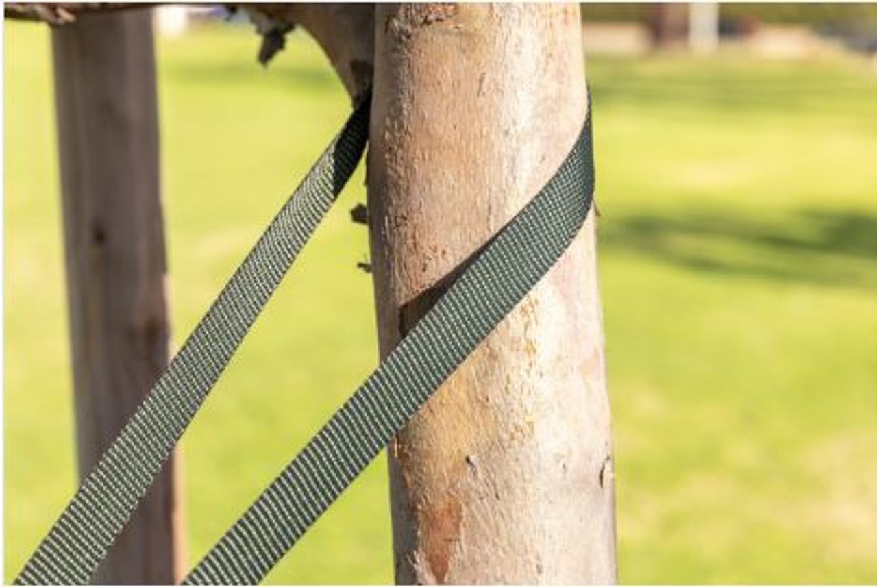500 Ft Tree Straps for Staking, Tree Ties for Plant Support, 3/4" Inch Width Guying Material Webbing Garden Strap for Outdoor Tree Straightening, 1500 Lbs Strength (Olive Green) - 500 Feet