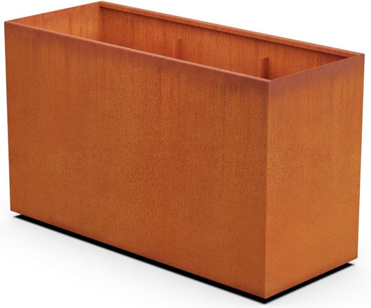Large Rectangular Planters for Outdoor Plants - 60x24x36 Corten Steel Planter Box for Patios & Commercial Landscaping | Extra Large Metal Planter, Made in USA