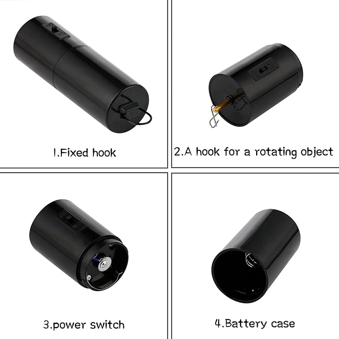 3 Pieces Hanging Black Rotating Motor Wind Spinner Mobile Battery Operated Motor Multi-Purposes Rotatable Hook for Garden Decoration Accessory Supplies