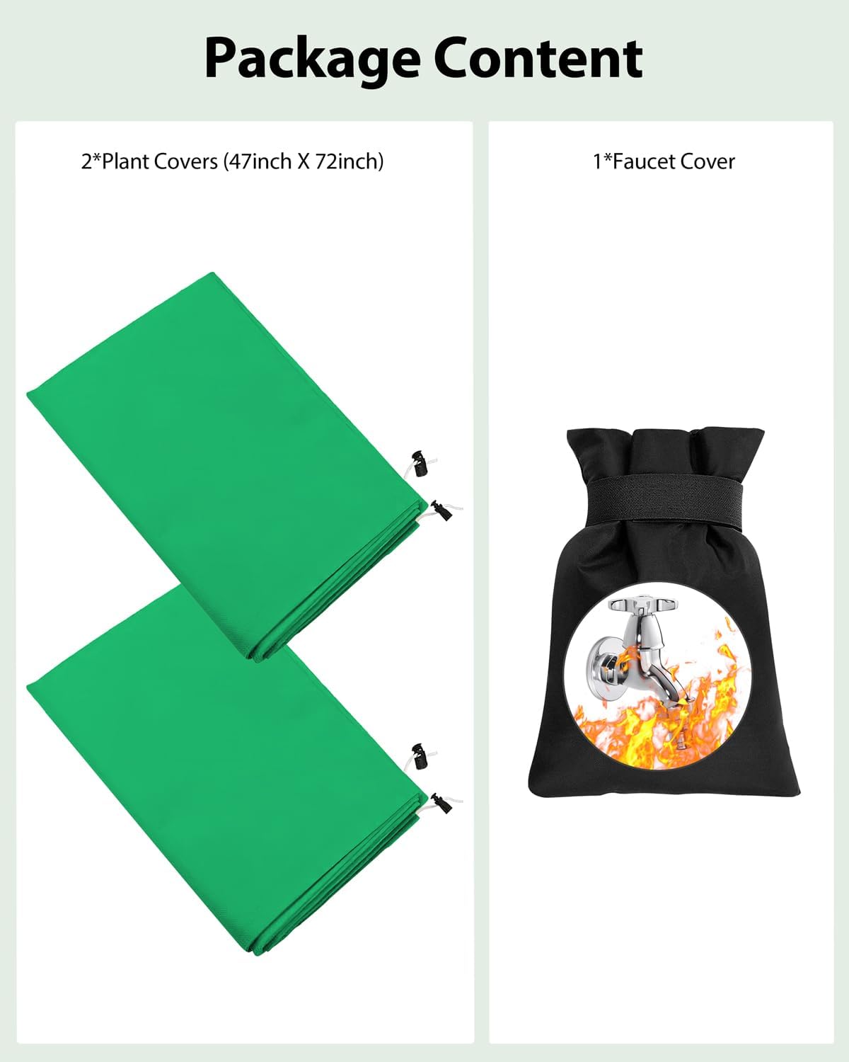 Upgrade Plant Cover Freeze Protection, 2 Packs 47"x72" 3 oz/yd² Thicken Large Frost Cloth Blankets for Trees Drawstring Bag Reusable with Zipper for Potted Winter Cold Weather- Green
