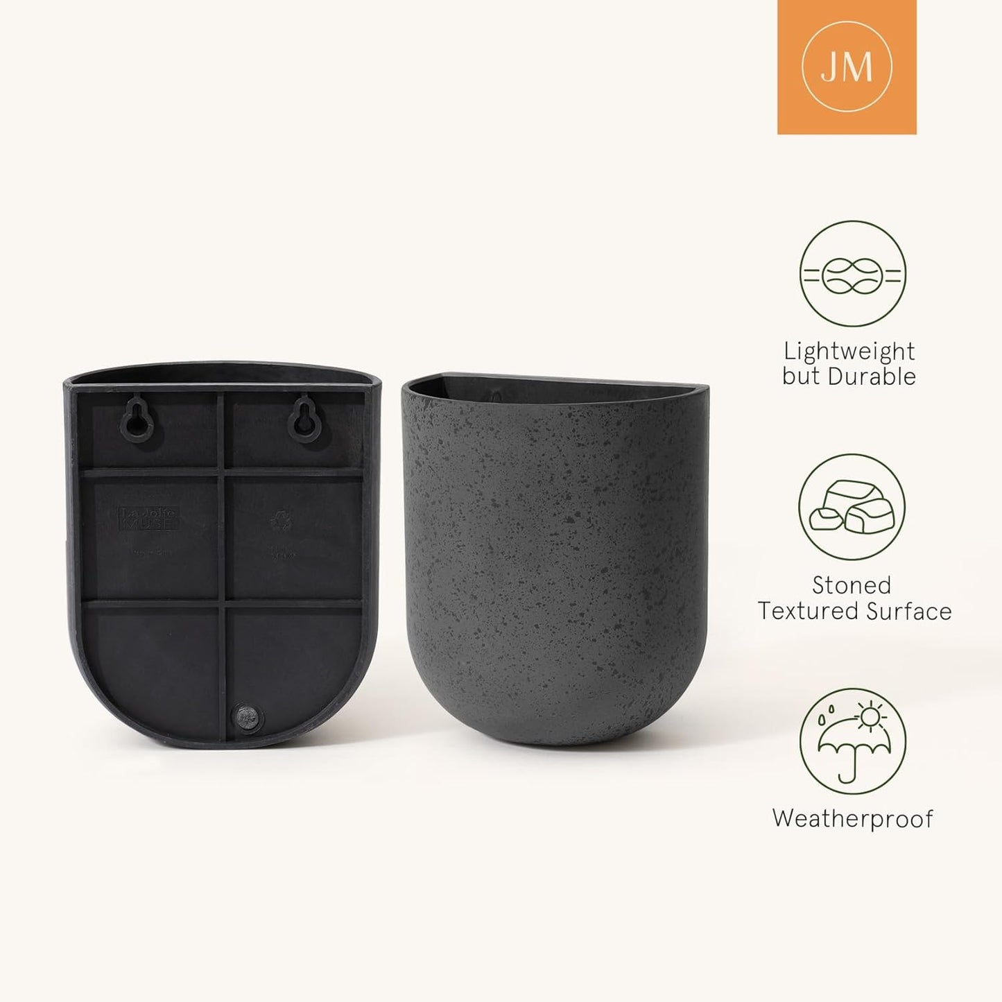 La Jolie Maison Wall Hanging Planters for Indoor Plants，Hanging Flower Pots for Air Plants Succulent, Set of 2, 5.7L*4.1W*6.5H, Concrete Gray