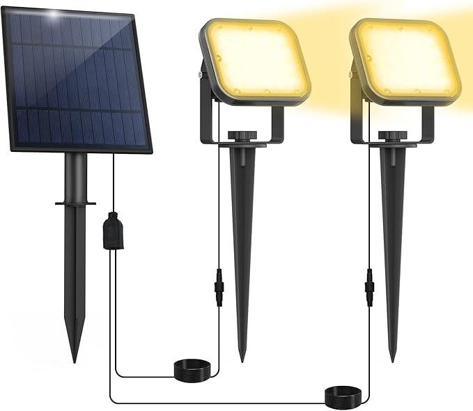 20 LED IP65 Waterproof Outdoor Spot Lights - Dusk-to-Dawn 3000K Warm White Solar Landscape Lights for Yard, Garden, Driveway, Porch, Walkway