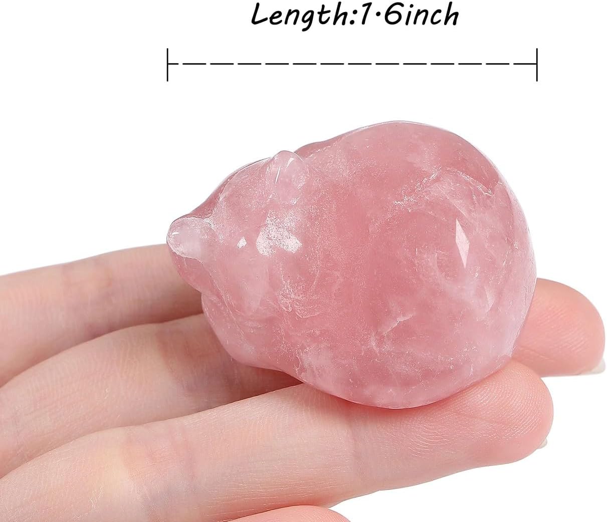 LAIDANLA Sleeping Cat Statue Pink Rose Quartz Healing Gemstone Hand Carved Cute Kitten Statue Figurine 1.6" Decor Polished Stone Reiki Bedroom Office Desk Home Decoration Gifts