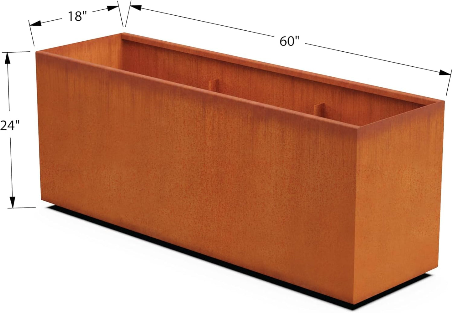 Large Rectangular Planters for Outdoor Plants | 60x18x24 Corten Steel Planter Box | Extra Large Outdoor Planters for Patio & Garden Divider | Weathering Steel Metal Planter