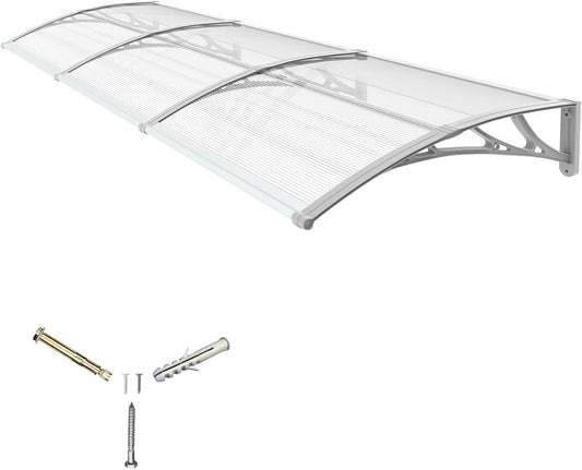 Awning for Door Entrance,32x120 inches Window Awnings for Doors Canopy Polycarbonate Cover Patio Door Awning UV Rain Snow Sunlight Protection Hollow Shee