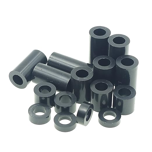 OD 11mm(0.433") ID 6.2mm(0.244") Plastic Unthreaded Spacers Assortment;Wall Plate spacers for M6 Screws;Clearance Spacers;Round Spacers;3mm to 25 mm Lengths(Black)