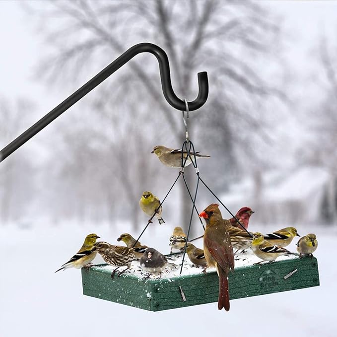 2 Packs Extended Fence Deck Hook Rail Hook Heavy Duty Bird Feeder Hook, 360 Degree Rotary and Length Adjustable Plant Bracket for Bird Feeders Planters Suet Baskets Lanterns Wind Chimes and More