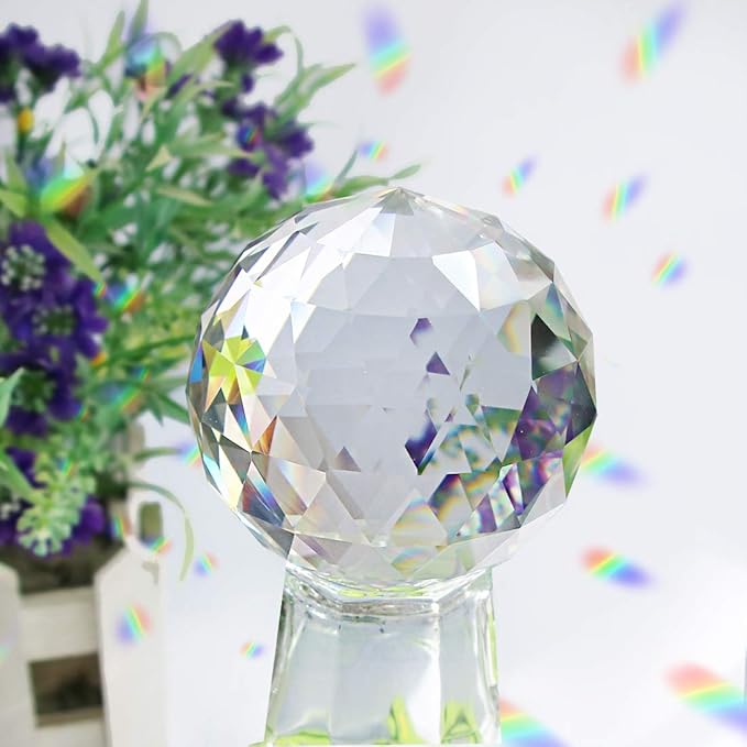 2 Pack Clear Crystal Ball Prism Window Rainbow Maker Window Prisms Suncatcher for Feng Shui, (80mm+60mm)