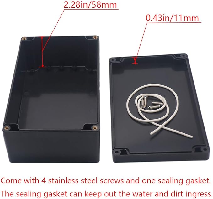 Project Box ABS Plastic Black Electrical Boxes IP65 Waterproof DIY Electronic Junction Box Power Enclosure 7.87 x4.72 x2.95 inch (200x120x75 mm)