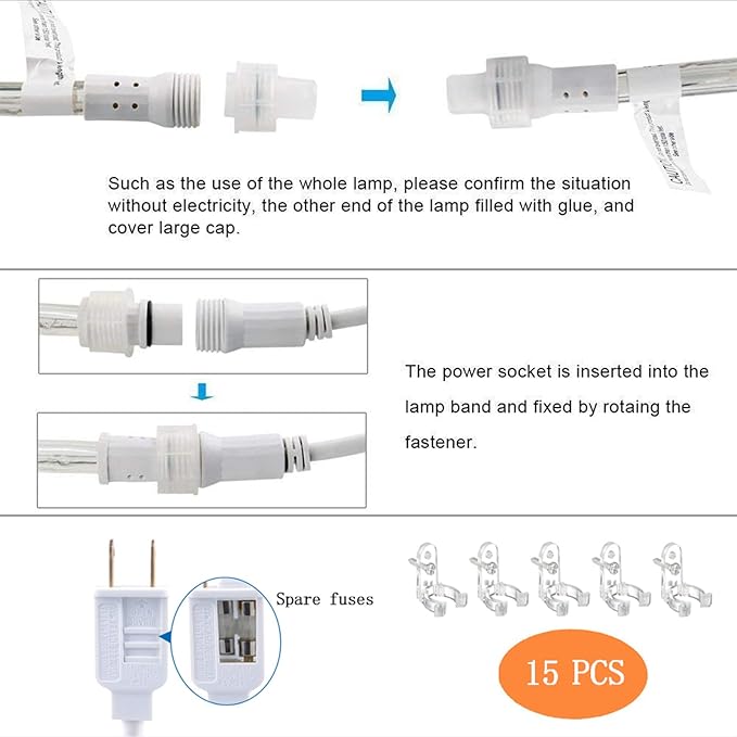 50ft LED Rope Lights Outdoor, 360 LED Connectable and Flexible Tube Lights with 8 Modes, Waterproof LED Rope Lighting for Garden, Patio, Pool, Bedroom, Party, Indoor Outdoor Christmas Decoration (Red)