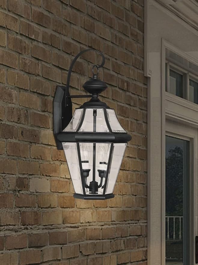 Livex Lighting 2261-91 Georgetown 2 Light Outdoor Wall Lantern, Brushed Nickel