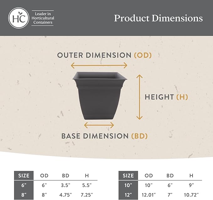 The HC Companies 10 Inch Eclipse Square Planter with Saucer – Indoor Outdoor Plant Pot for Flowers Vegetables Herbs, Teal