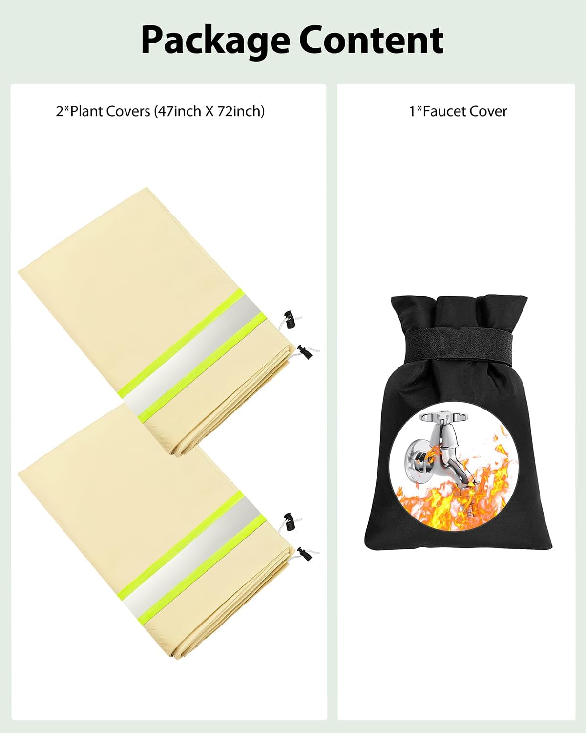 Plant Cover Freeze Protection, 2 Packs 47"x72" 3 oz/yd² Thicken with Reflective Strip Frost Cloth Blankets for Trees Drawstring Bag Reusable with Zipper for Potted Winter Cold Weather Garden