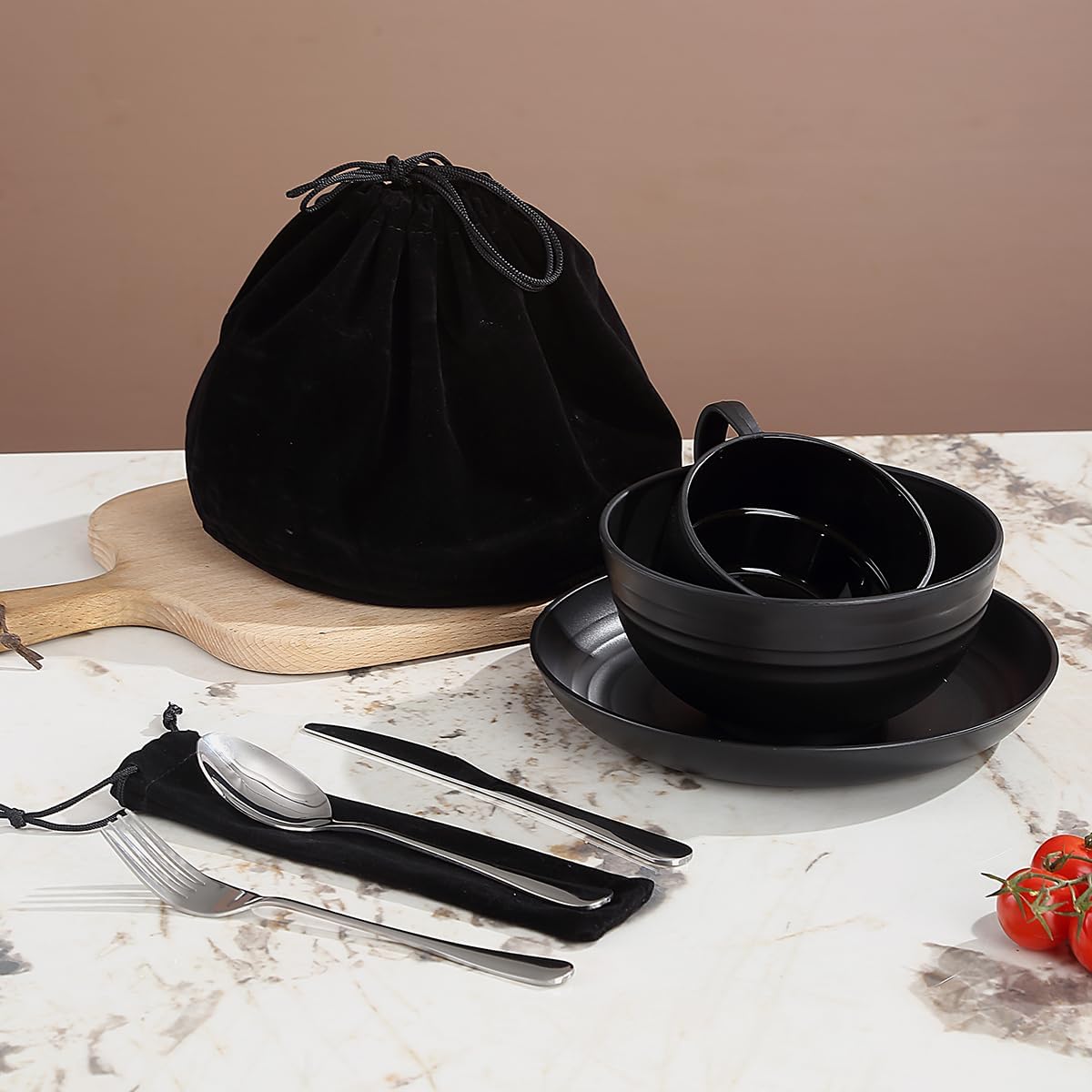 Berglander Camping Mess Kits, Silverware Set Spoons Forks Knives, Camping Essentials Gear, Accessories for Travel, Picnic, Outdoor, Easy to Carry and Clean