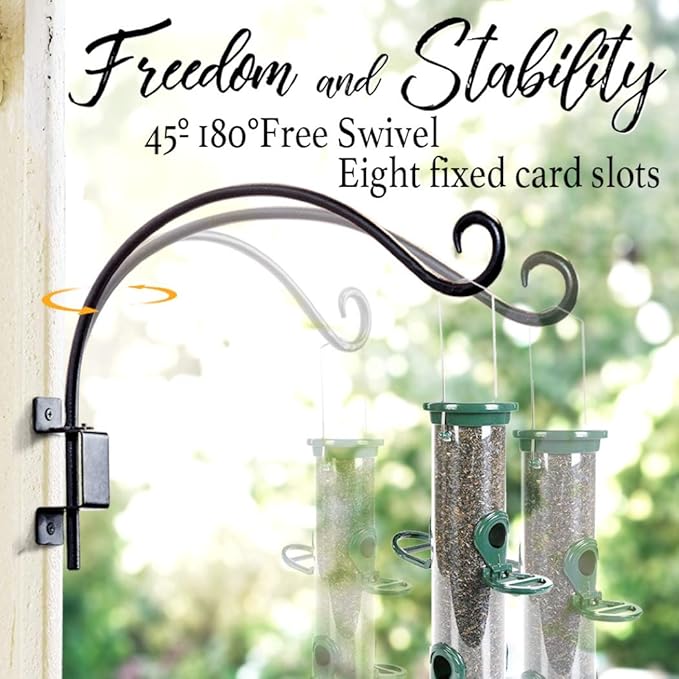 Swivel Bird Feeder Hanger Hook: Swivel Hanging Plant Bracket Outdoor - Wall Mount Swivel Hanging Hook for Bird Feeder 12-Inch