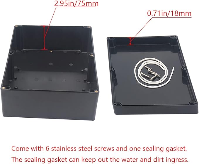 Project Box IP65 Waterproof Junction Box ABS Plastic Black Electrical Boxes DIY Electronic Project Case Power Enclosure 11.42x8.27x3.94 inch (290x210x100 mm)