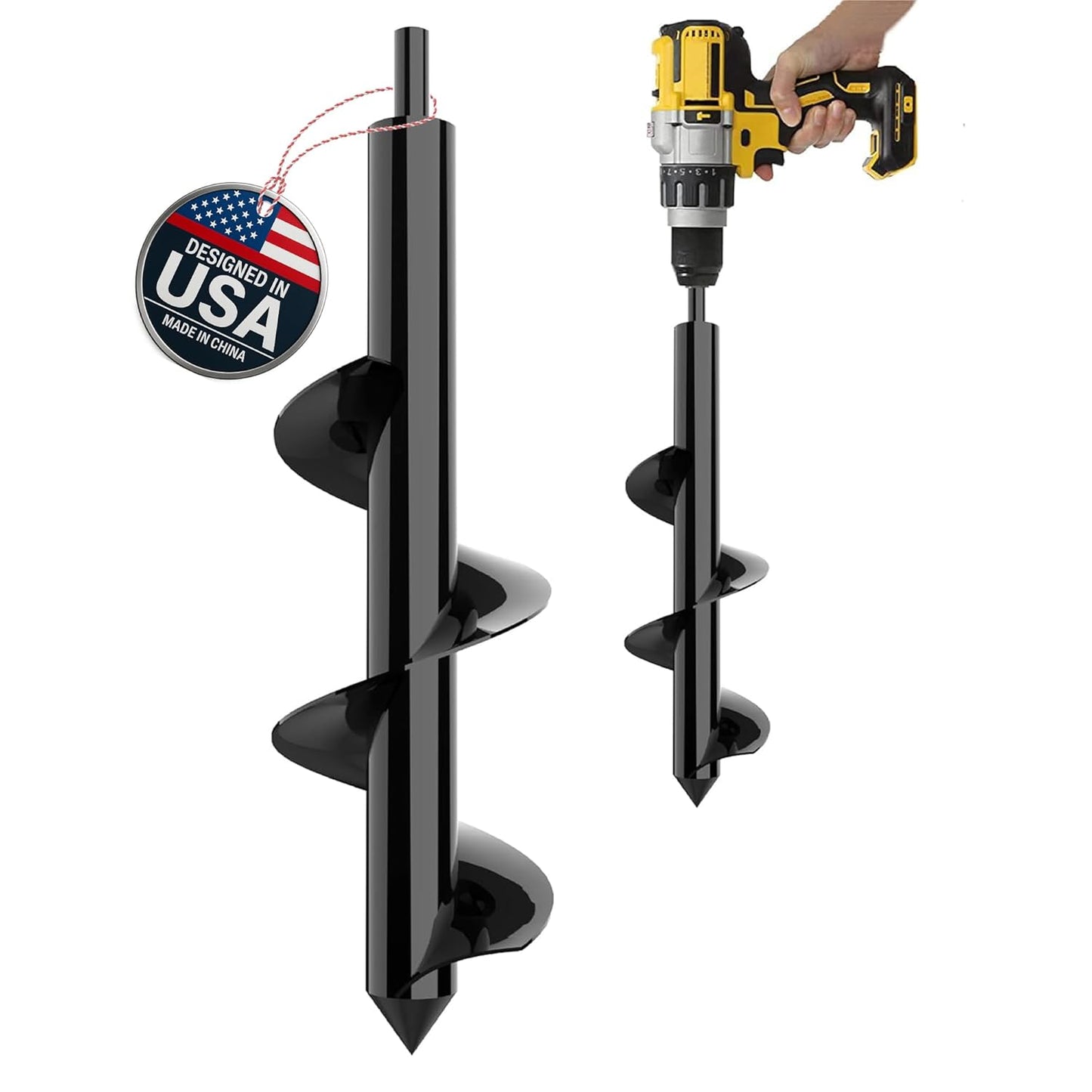 K-Brands Auger Drill Bit for Planting – 3 x 12 Inch - Gardening Tools Spiral Hole and Bulb Planter for Umbrella Holes - Compatible with 3/8 Inch Hex Drive