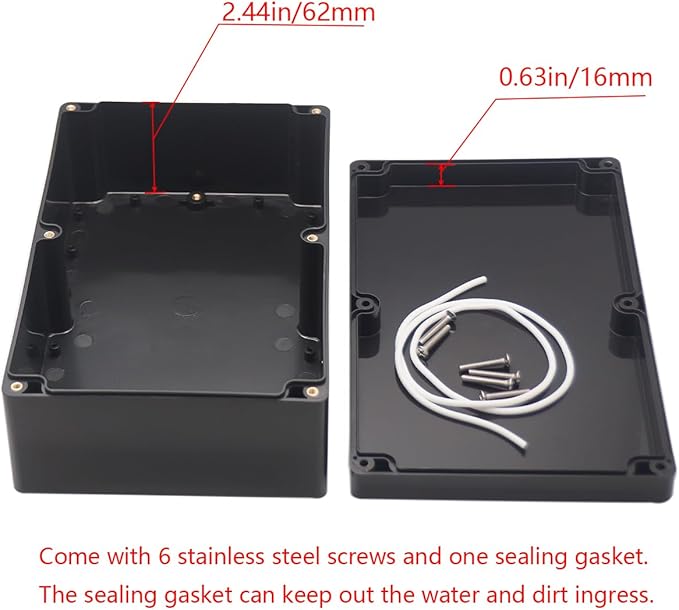 Project Box IP65 Waterproof Junction Box ABS Plastic Black Electrical Boxes DIY Electronic Project Case Power Enclosure 9.06x5.91x3.35 inch (230x150x87 mm)