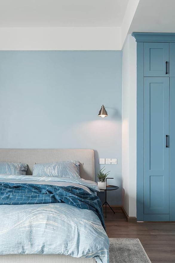 Dimoon 236''x17.7'' Blue Peel and Stick Wallpaper Contact Paper Modern Self Adhesive Wall Paper Removable Renter Friendly Textured Solid Color Shelf Cabinet Vinyl Roll (236''x17.7'',Light Blue)